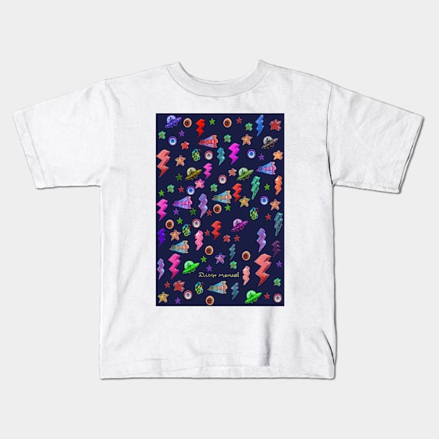 rays, stars and spaceships Kids T-Shirt by diegomanuel